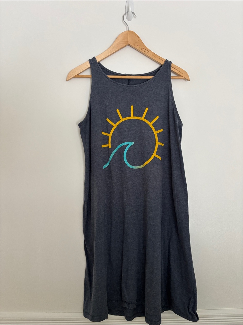 Charcoal Sun & Wave Tank Dress - Casual Summer Dress